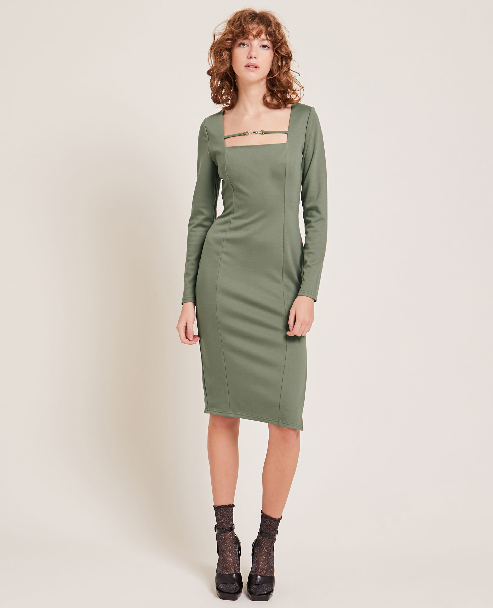 Robe fourreau manches longues - Vert
