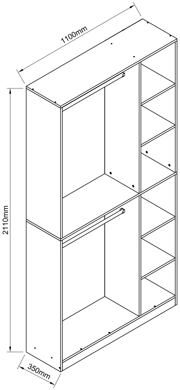 Offener Kleiderschrank PALOSA XL - weiß - 110 cm