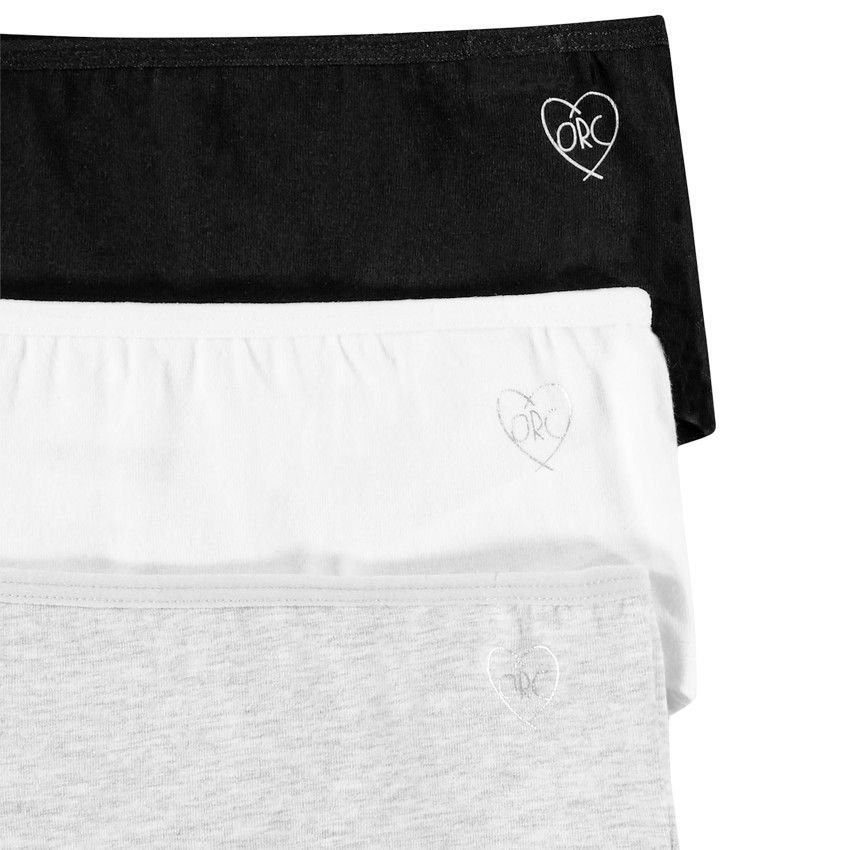 Lot de 3 shorties en coton unis - Gris chiné