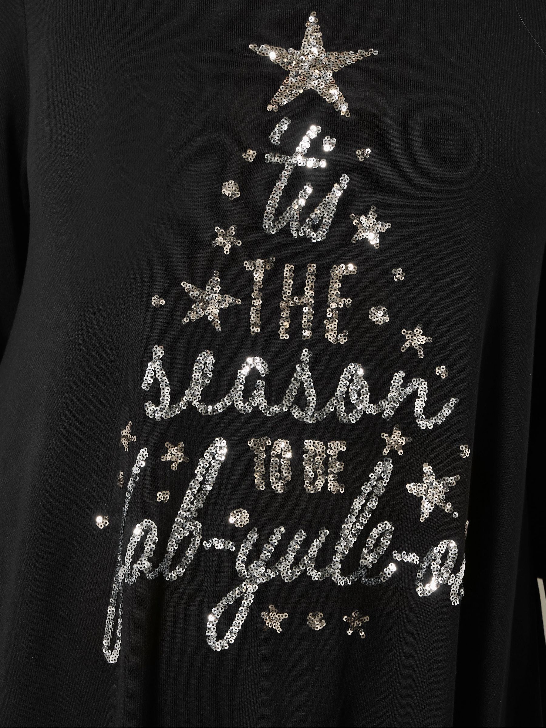 Evans Zwart T-shirt met Lange mouwen en Kerstmisboomprint
