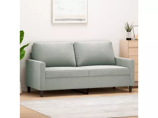 Canapé à 2 places Gris clair 140 cm Velours