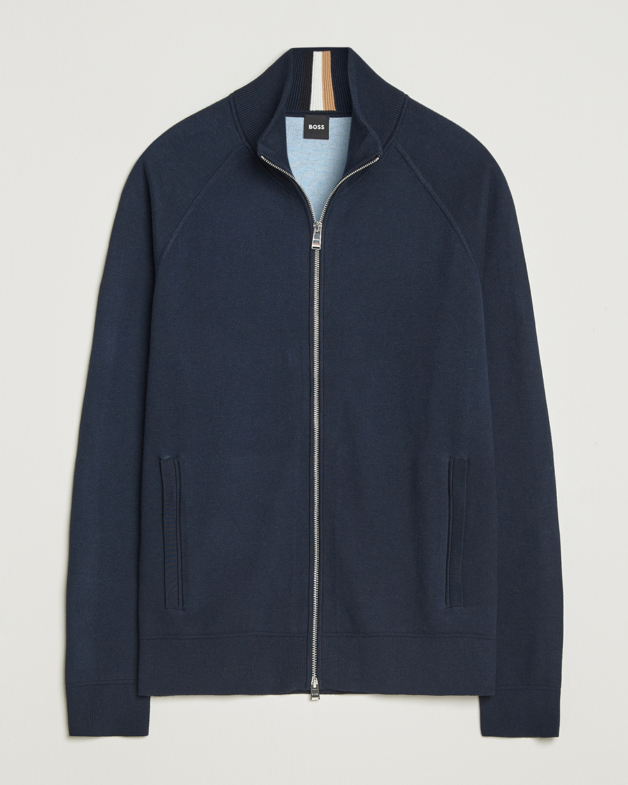 BOSS BLACK Idino Knitted Full Zip Dark Blue