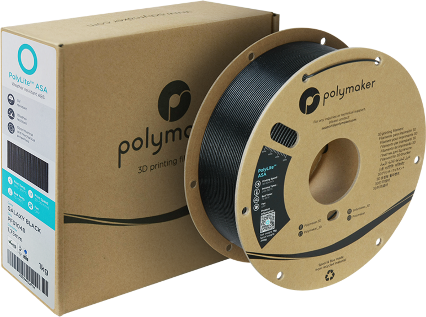 Polymaker  PolyLite ASA Galaxy Black, 1,75 mm / 1000 g    Die Alternative zu ABS Filament