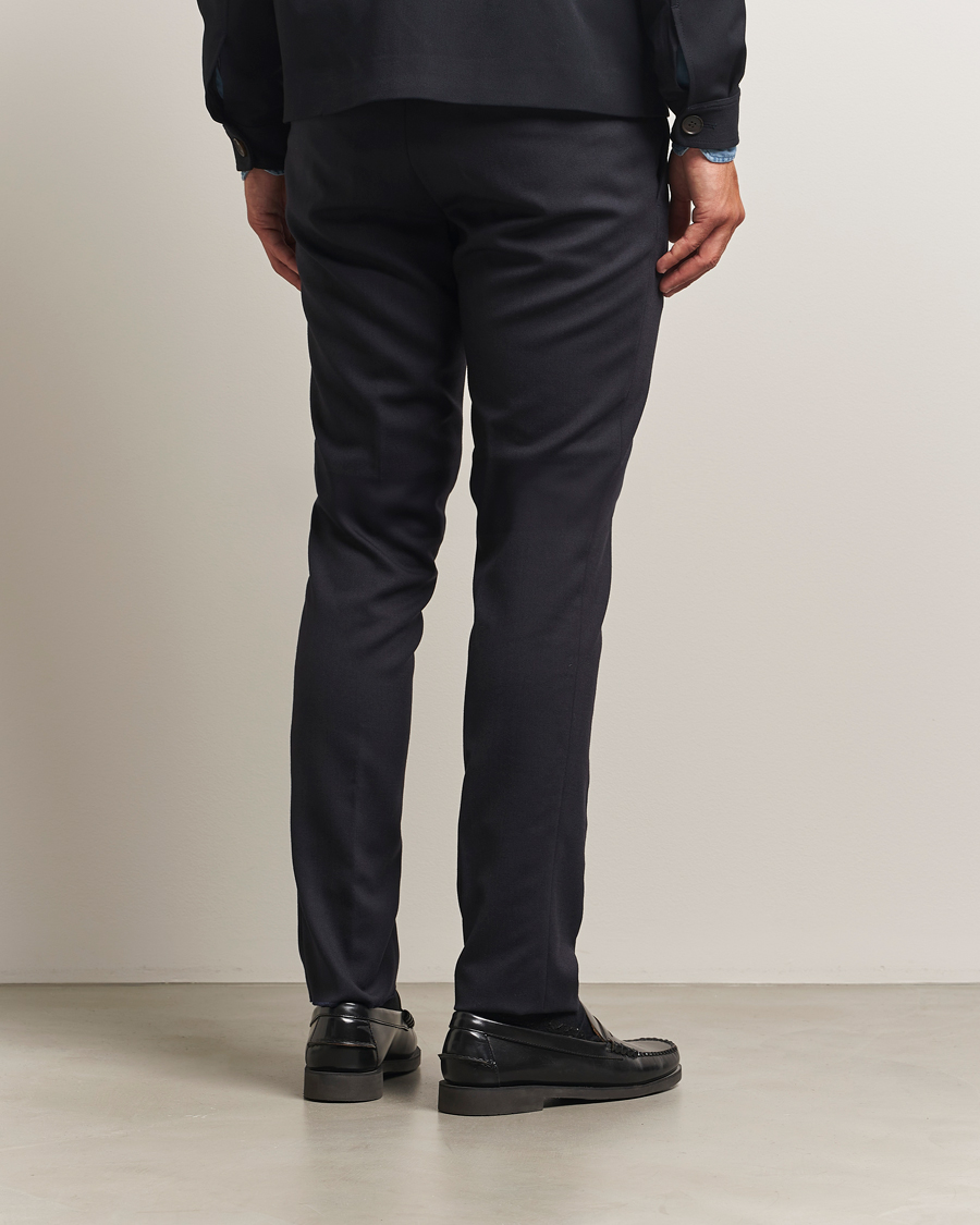 Incotex Slim Fit Washable Flannel Trousers Grey Melange