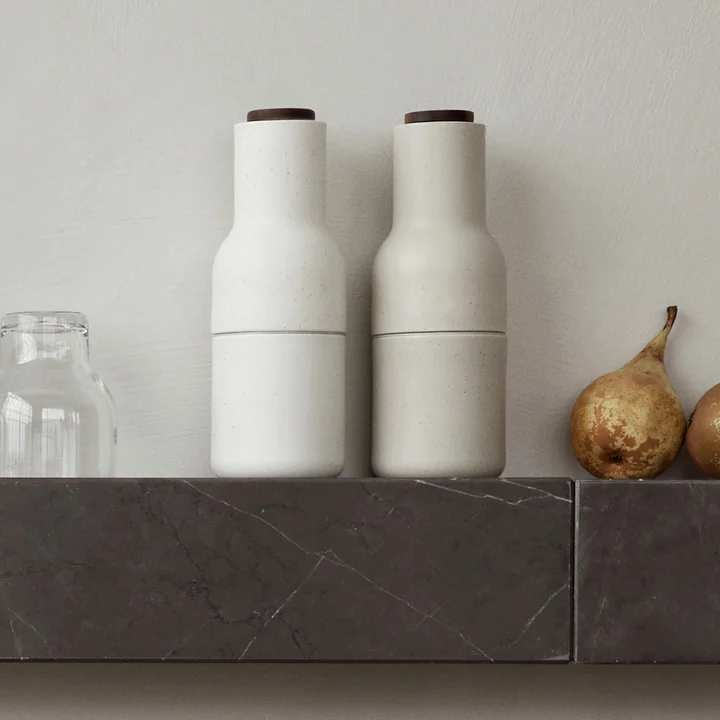 Audo - Bottle Grinder Salz- und Pfeffermühlen Set, ash / carbon (Edelstahldeckel)