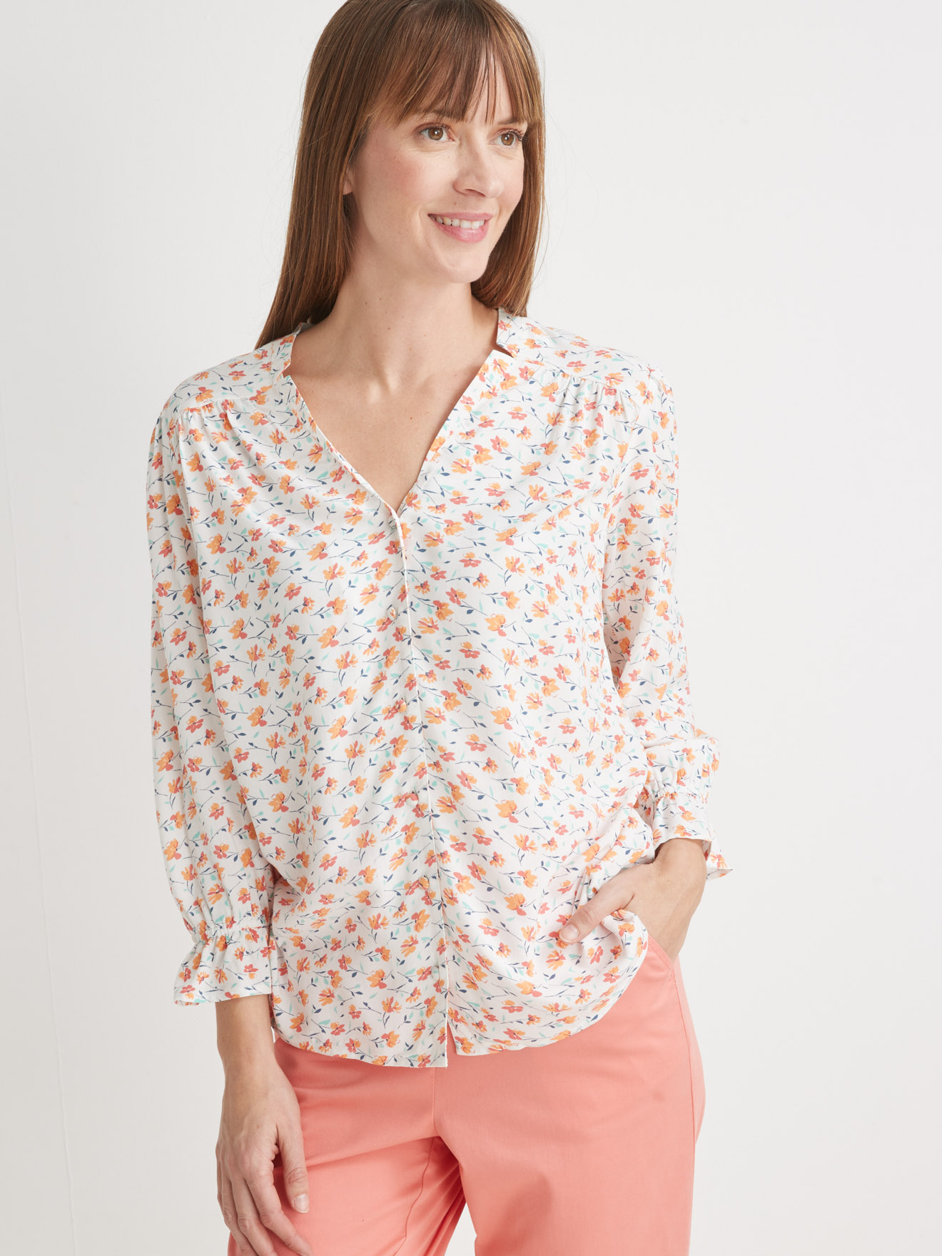 Blouse encolure V fantaisie
