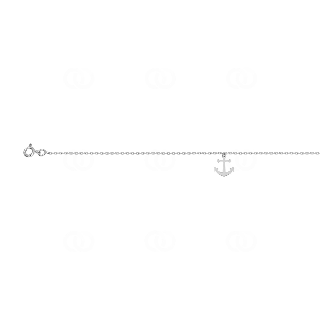 Fusskette 925 Silber rhodiniert Anker 26cm
