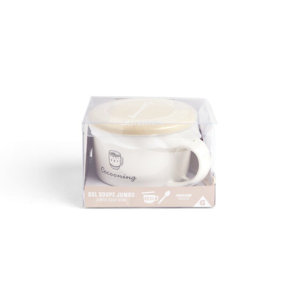 Bol jumbo 62cl avec cuillère et couvercle cocooning