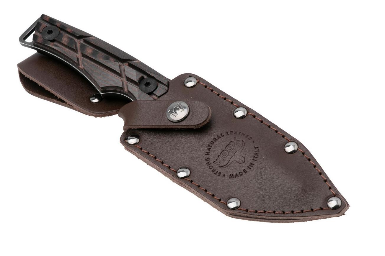 WOOX Bad Boy Hunter BUKNF06101 Acid Stonewashed D2, X-Grip Brown Micarta, jachtmes