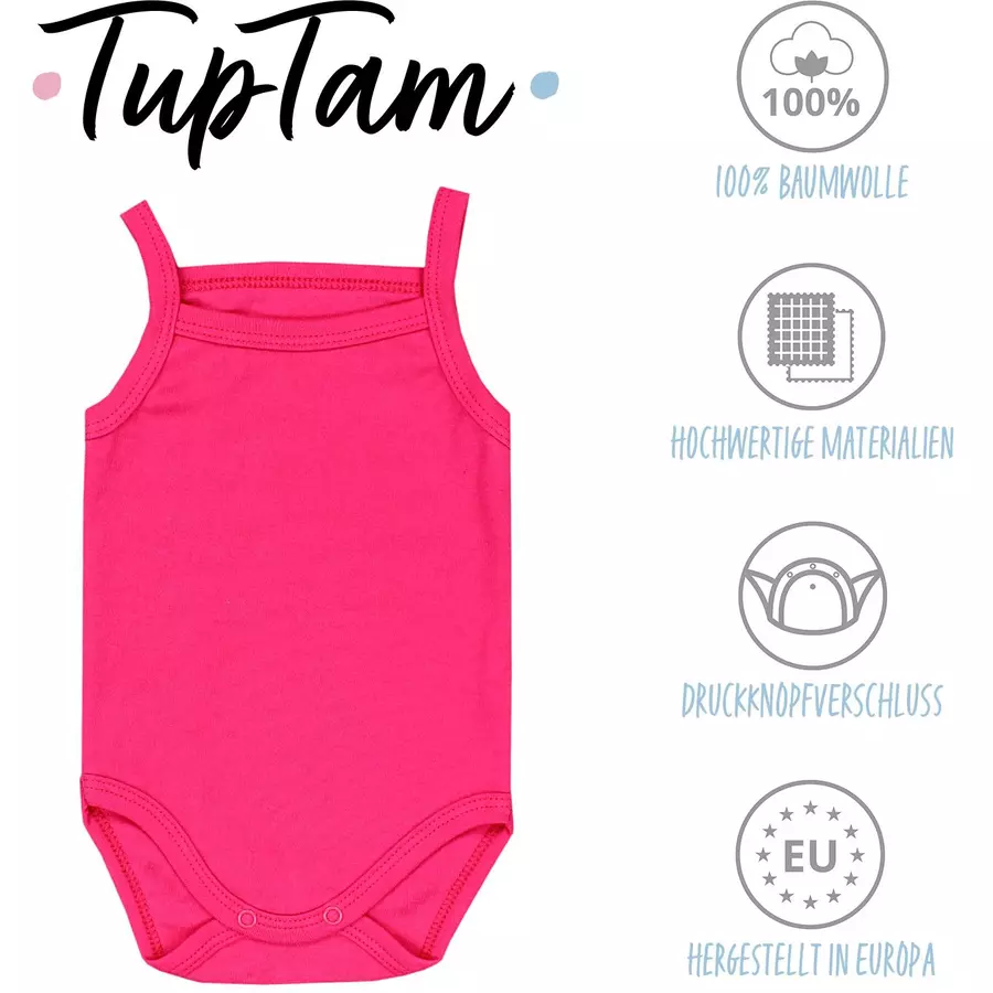TupTam Mädchen Babybody mit Spagettiträger Sommer 5er Pack ecru