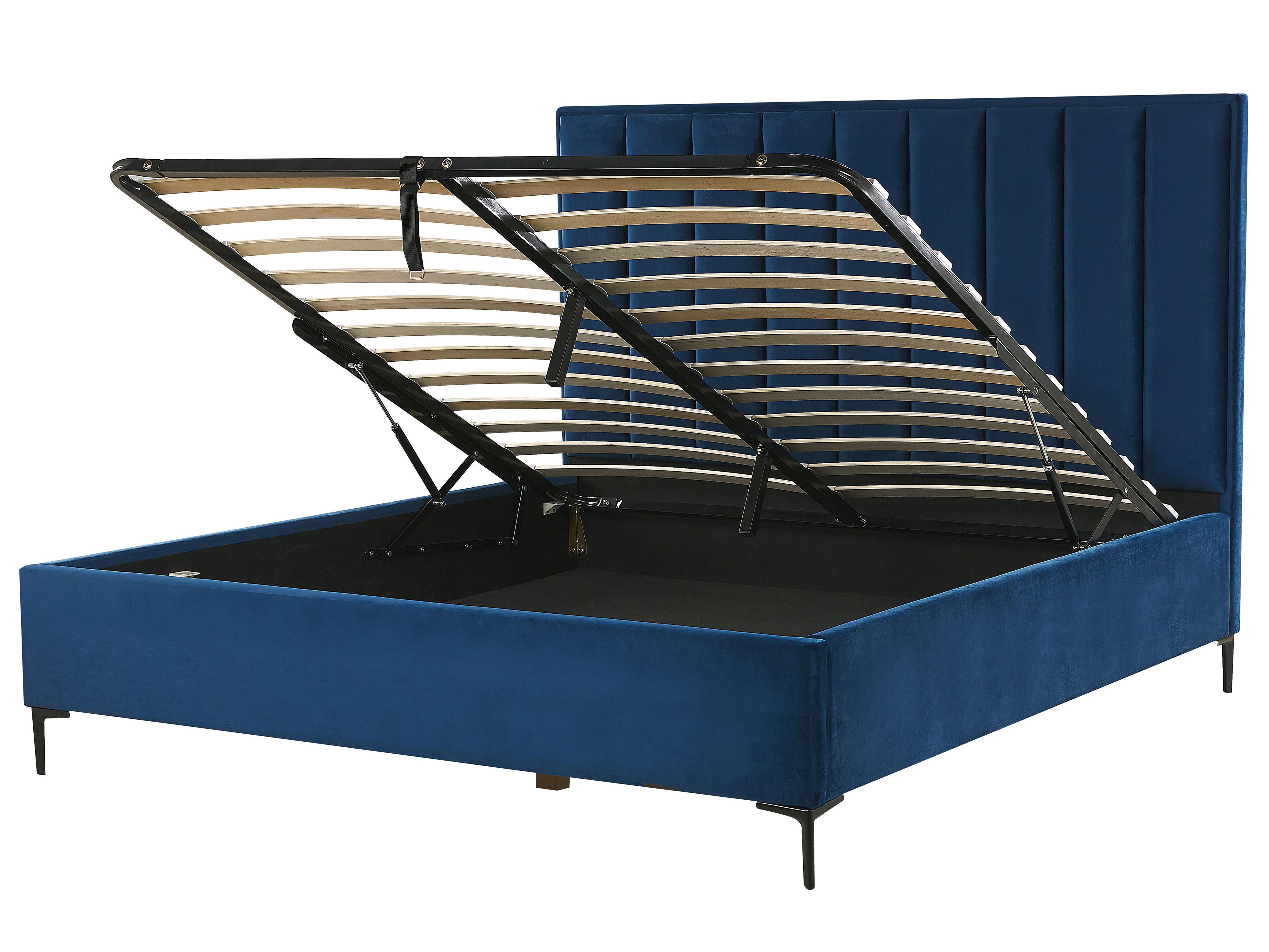 Slaapkamerset Fluweel SEZANNE 180 x 200 cm Marineblauw