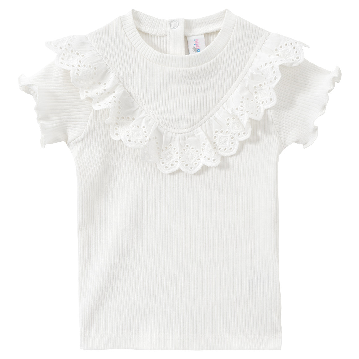 Topomini Baby T-Shirt mit Spitzenkragen weiss