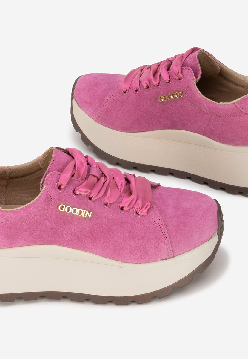 Baskets pour femme en cuir roses Gonelia