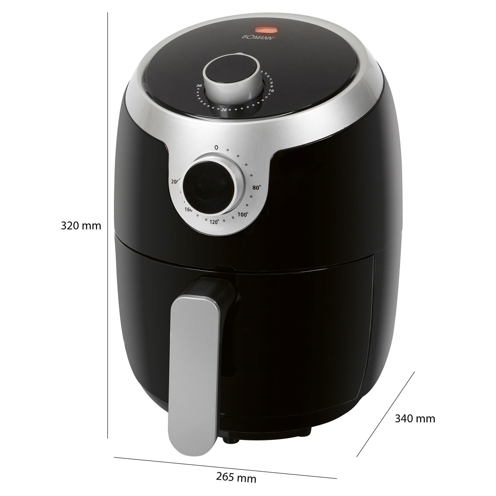 BOMANN Heißluft-Fritteuse FR 6050 H CB 1,8 L schwarz