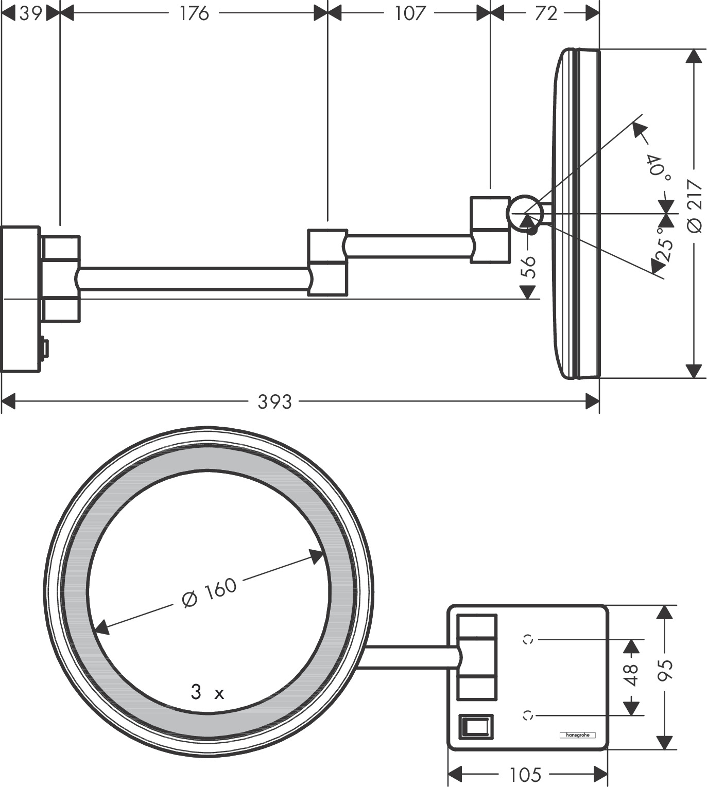 Hansgrohe AddStoris scheerspiegel met LED-verlichting wit mat