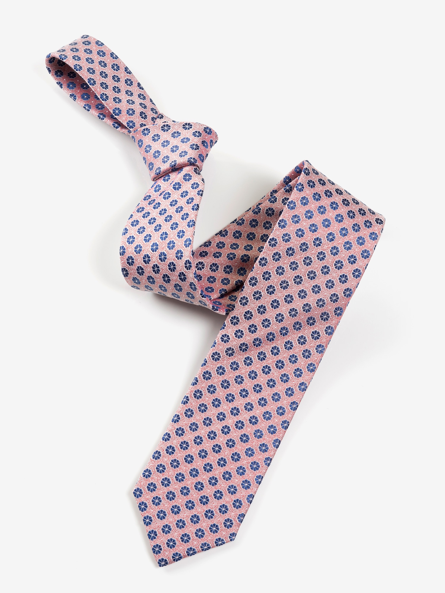MONTI Krawatte, 1 Stk. aus reiner Seide, mit blauen Ornamenten, 6,5 cm breit