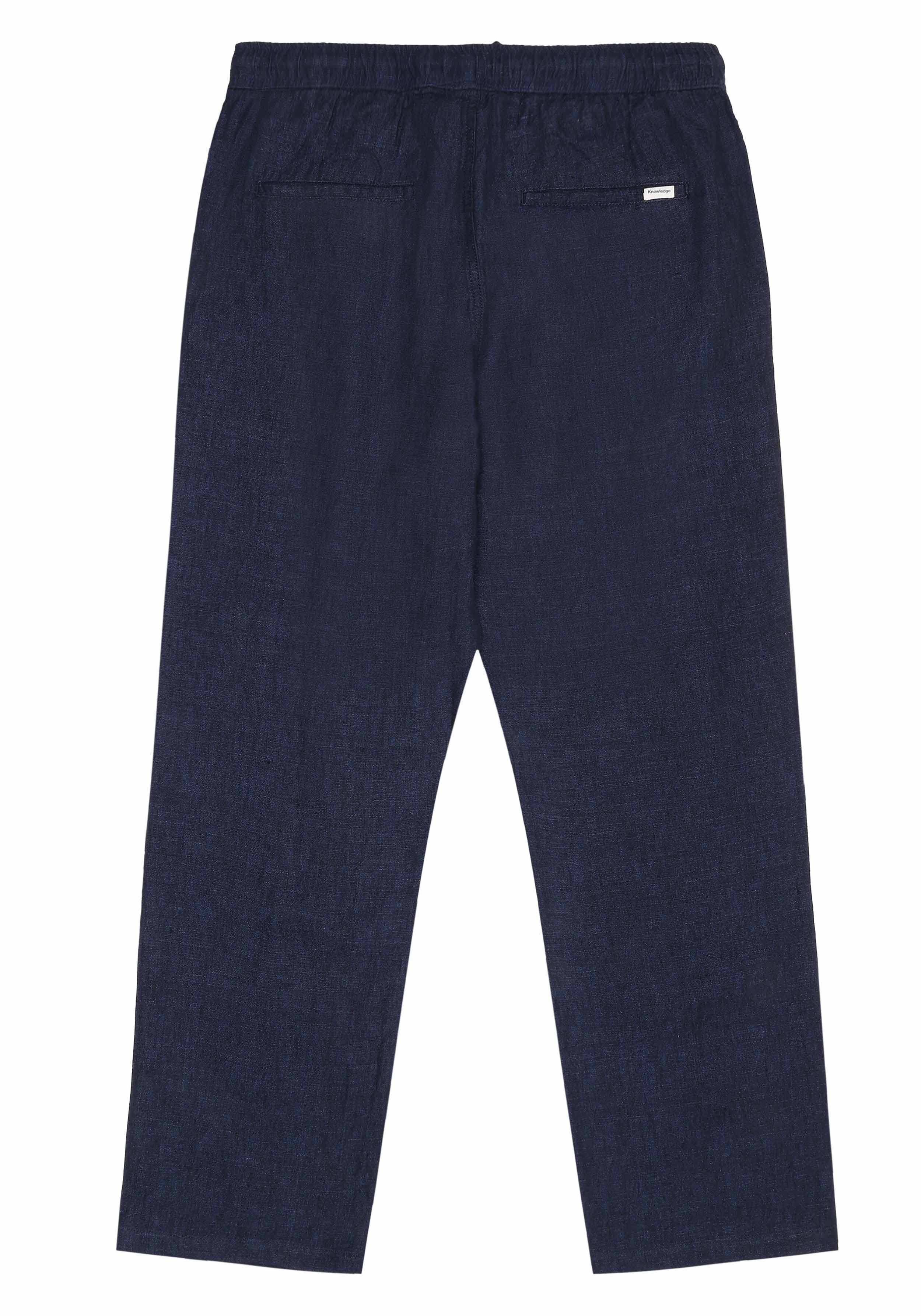 Knowledge Cotton Apparel Leinenhose Fig Loose Linen Pants Yarndyed - Total Eclipse