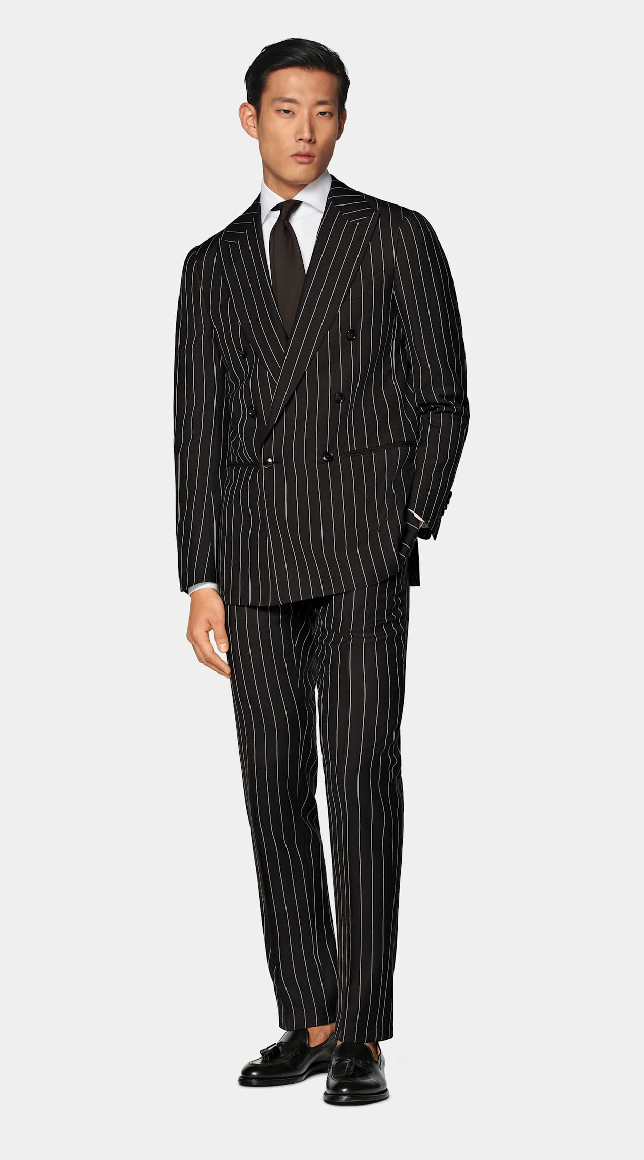 Costume Havana coupe Tailored marron foncé à rayures