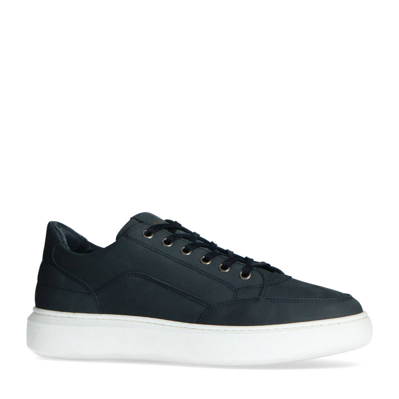 Manfield nubuck sneakers donkerblauw