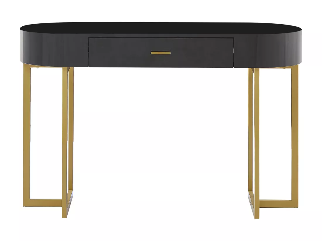 Bureau console avec 1 tiroir - MDF laqué et métal - Noir et doré - TORELI de Pascal Morabito
