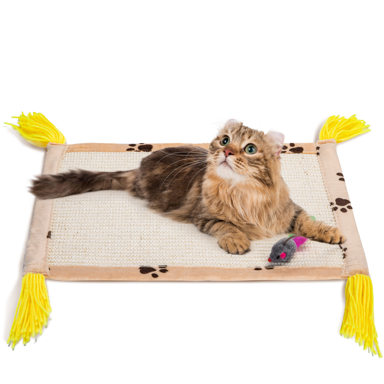 Tapete arranhador para gatos Nobleza, almofada de sisal natural, protege o piso e o sofá (45x34cm, marrom)