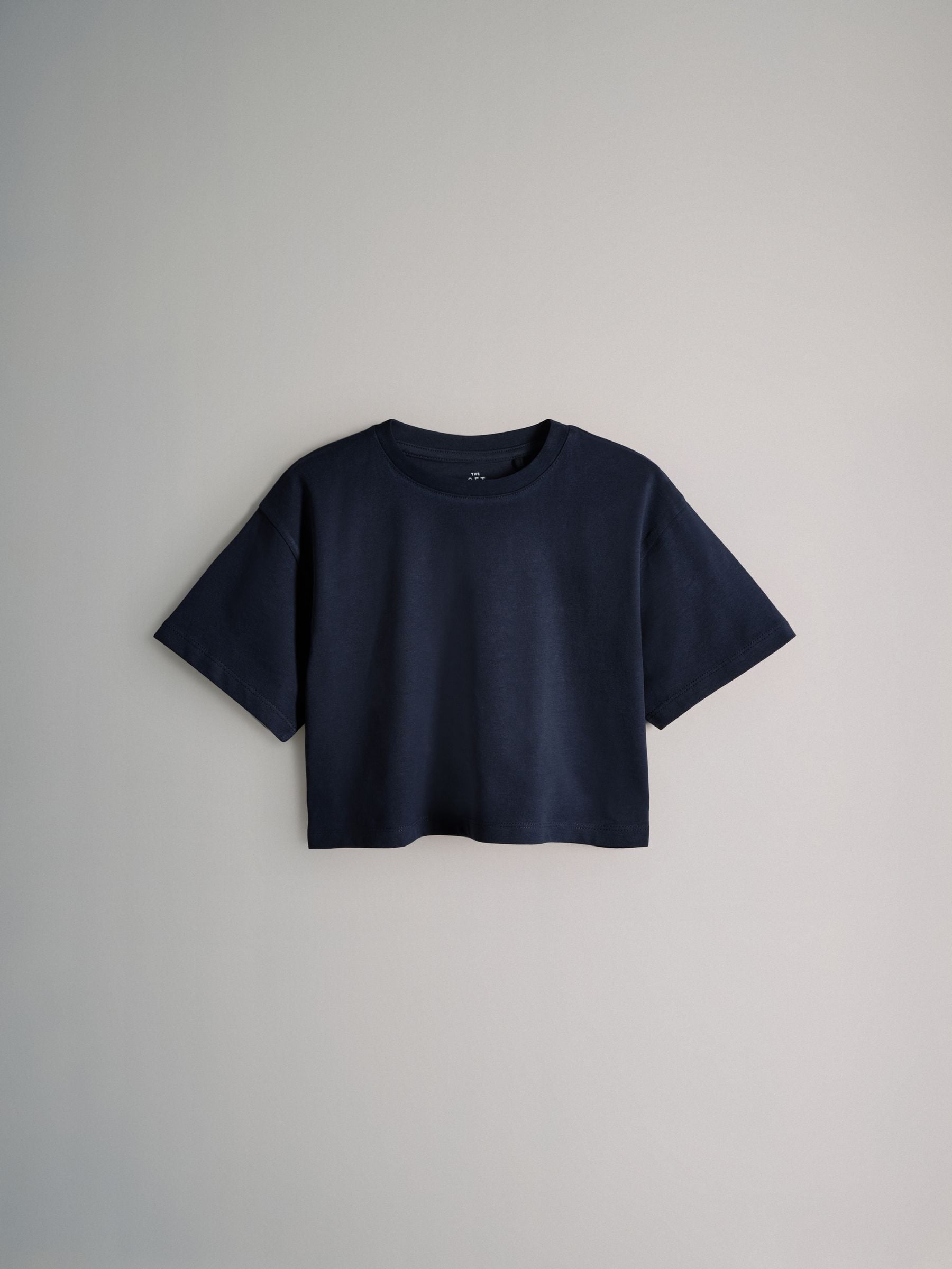 Marineblauw/grijs/wit - The Set 4 Pack Oversized Cropped Short Sleeve Heavyweight Cotton T-Shirts