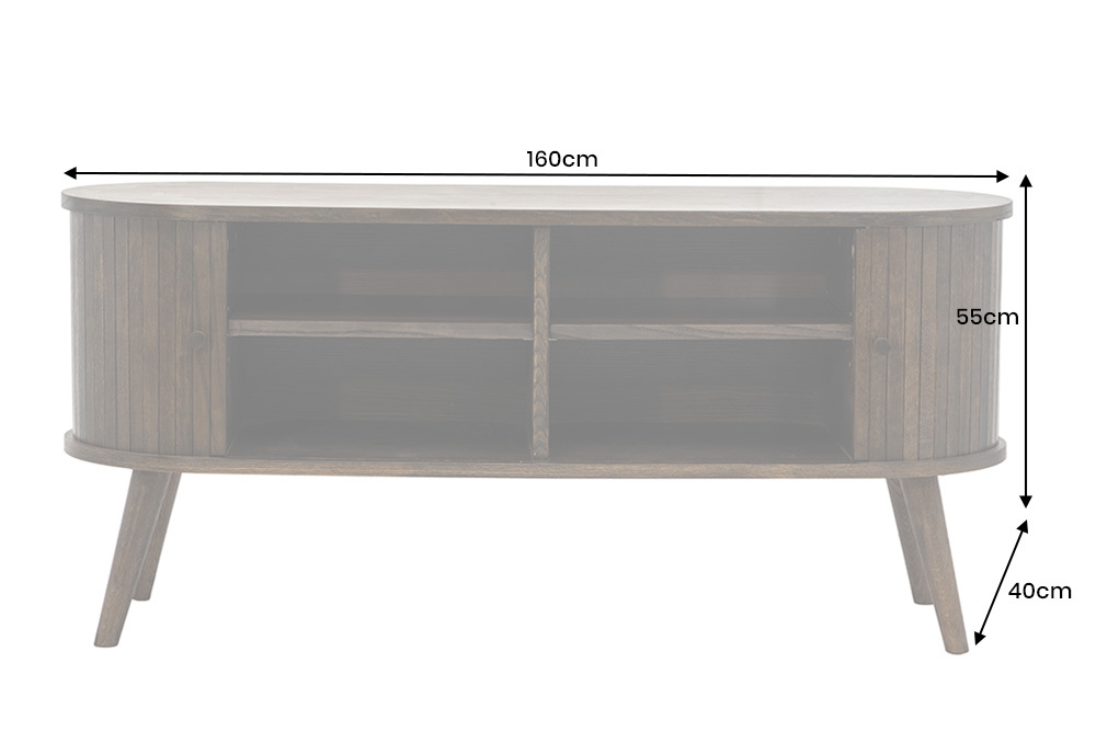 Retro TV-Board VALHALLA WOOD 160cm smoked Eichenholz Schiebetüren Lowboard