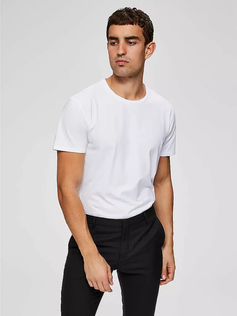 SELECTED T-Shirt SLHNEWPIMA weiss