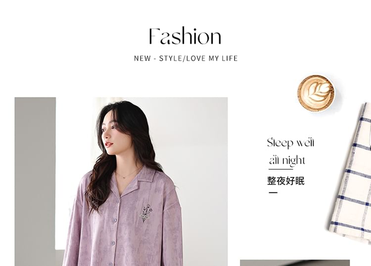 Jeony - Pyjamaset met lange mouwen en bloemenprint