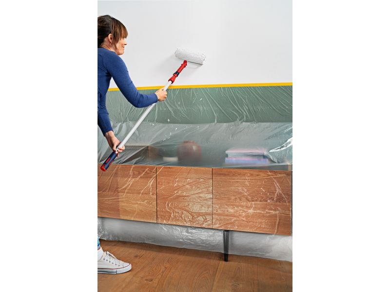tesa Abdeckfolie Easy Cover Perfect  Refill L, 33 x 1.4 m Malerband und Spender mit Abreissklinge für alle Renovierungsarbeiten
