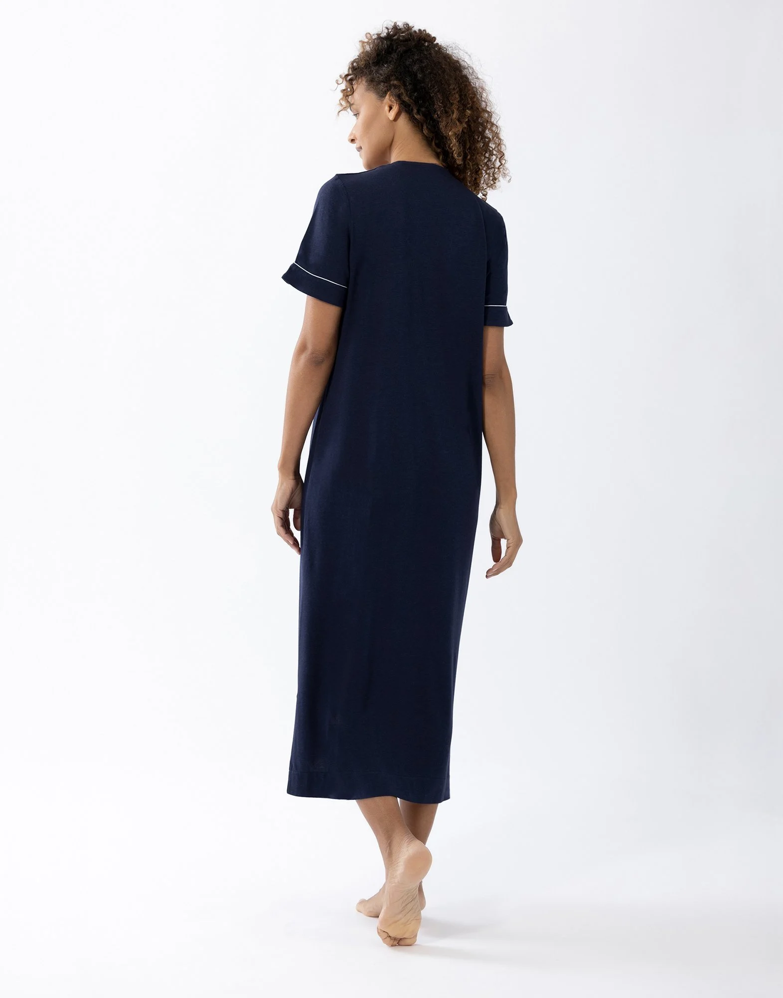 INTEMP A11 - Chemise de nuit manches courtes en coton modal | Bleu