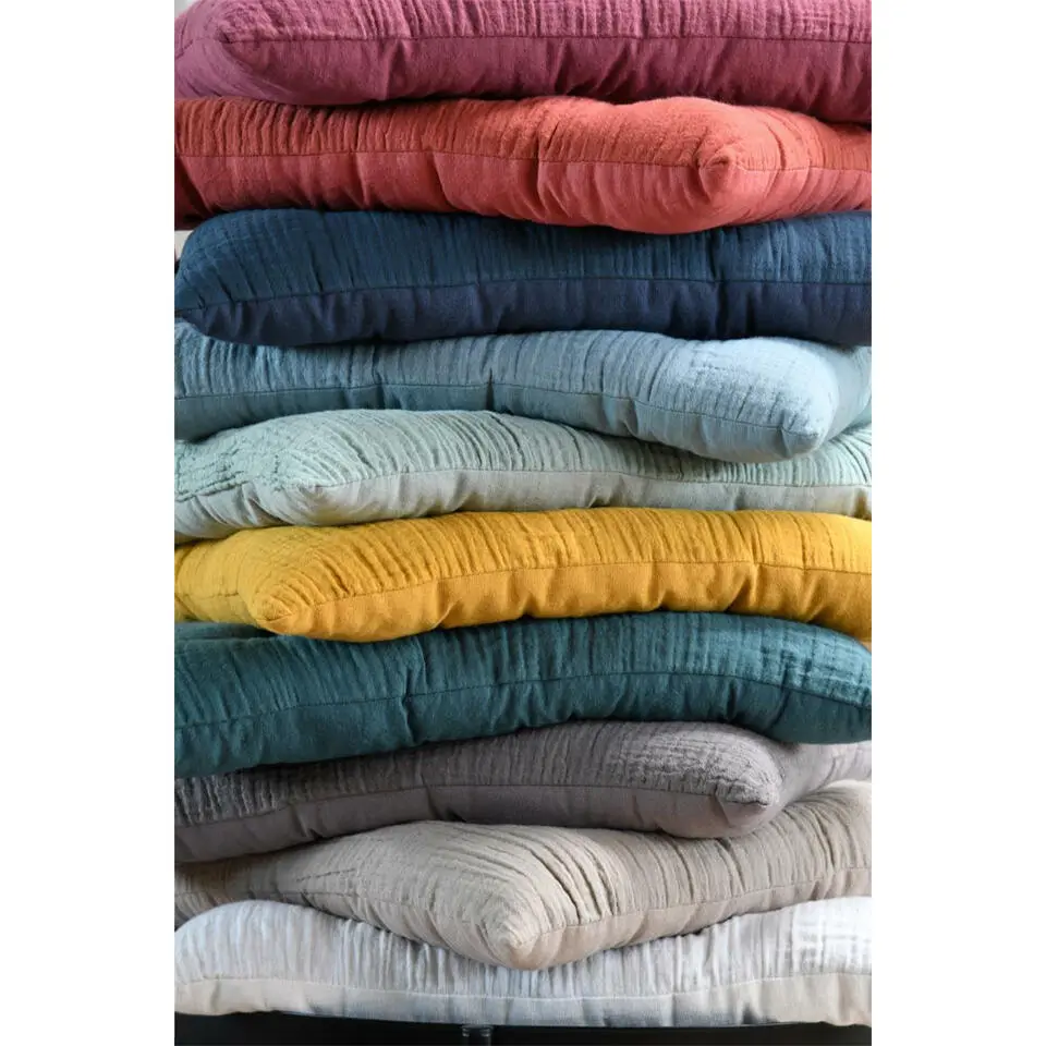 Stof Textile stoelkussen - okergeel - 38 x 38 x 4 cm