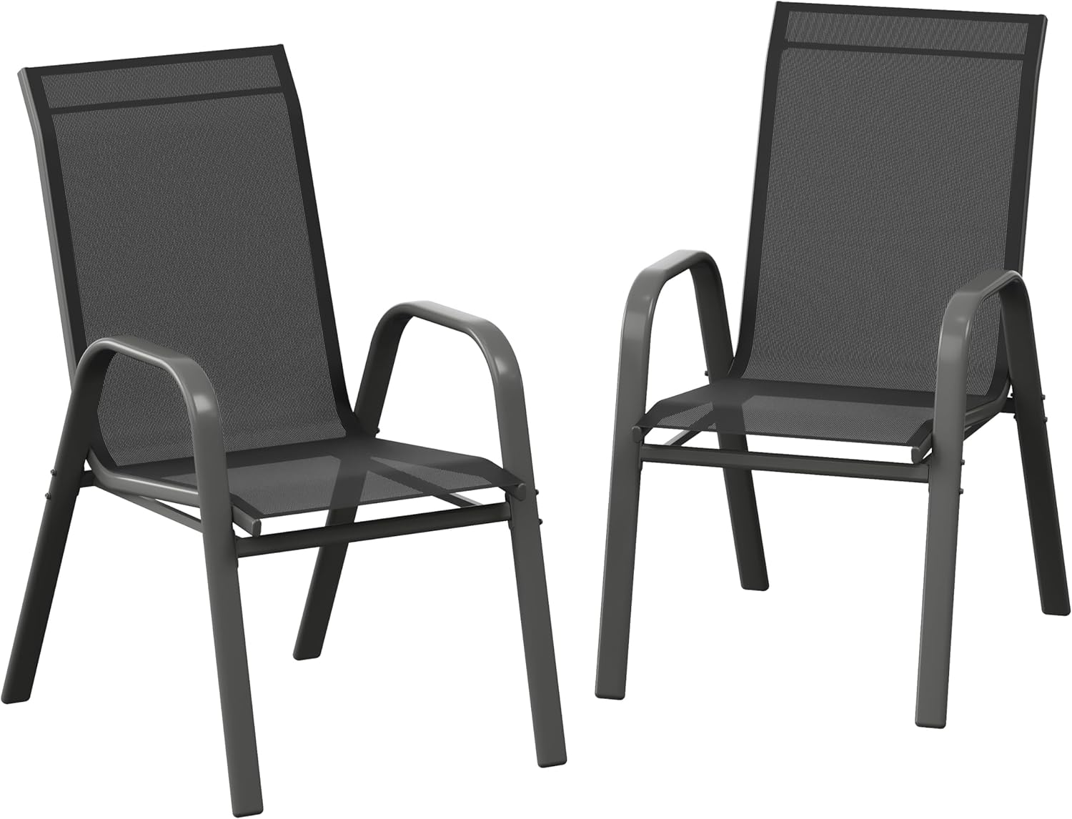 GarveeHome Terrassenstühle 2er Set, Stapelbare & Leichte Gartenstühle aus wetterfestem, atmungsaktivem Teslin-Gewebe für Garten, Rasen, Pool