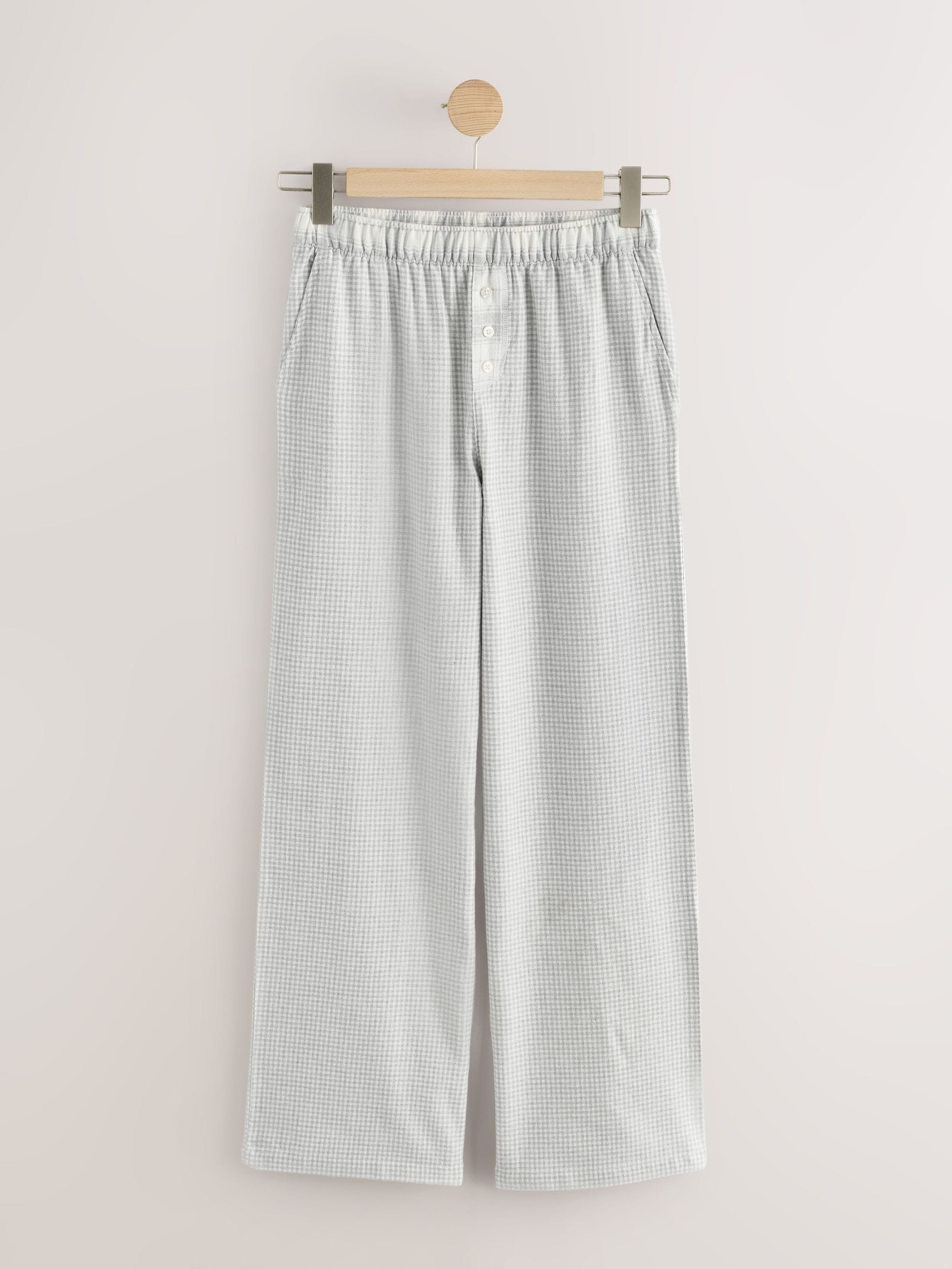 Grijs met gingham - Pyjama van katoen/modalmix met korte mouwen