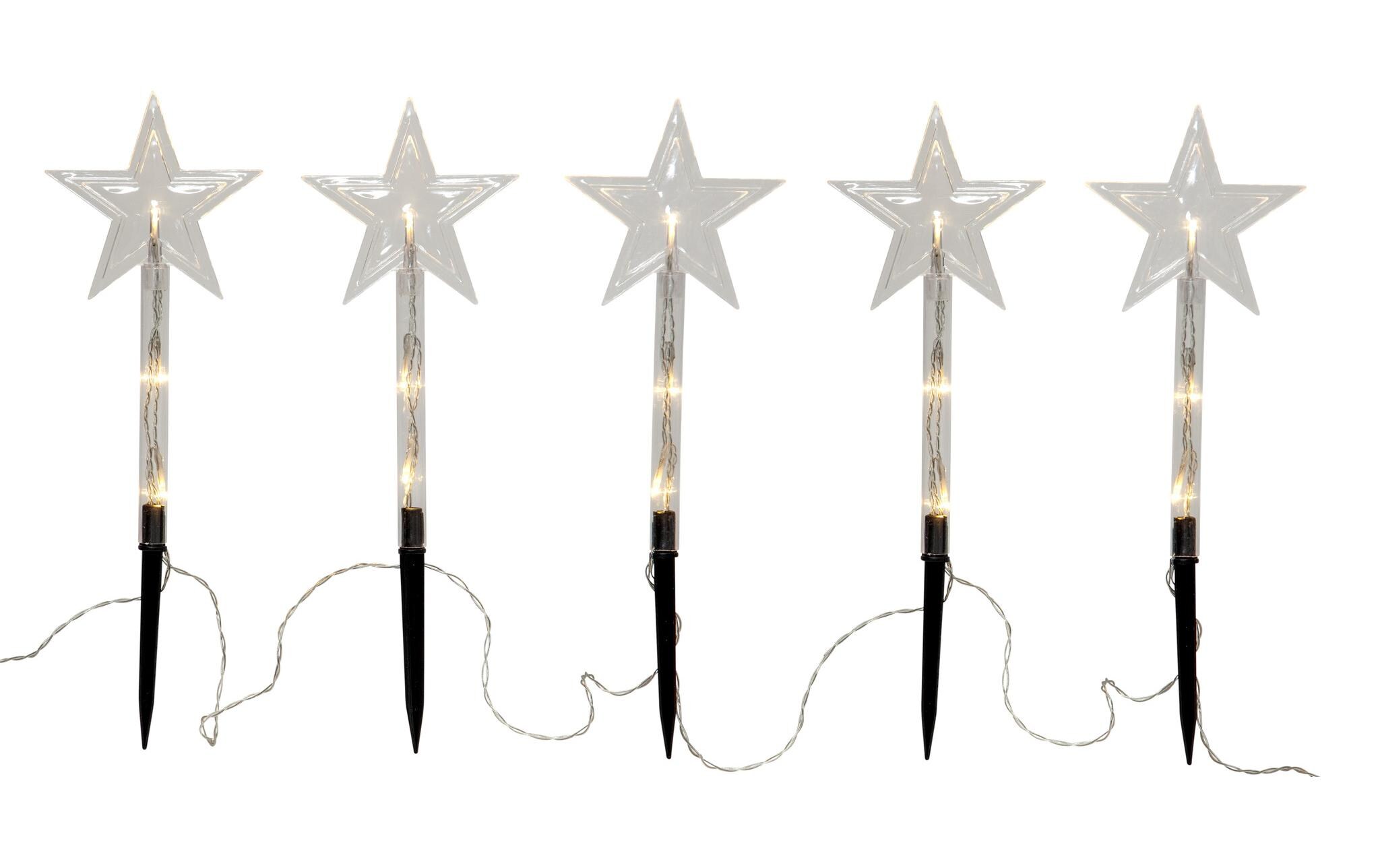 Aussendekoration Wandy 5er mit Erdspiess 15 LED, 25 cmLeuchtende Sterne