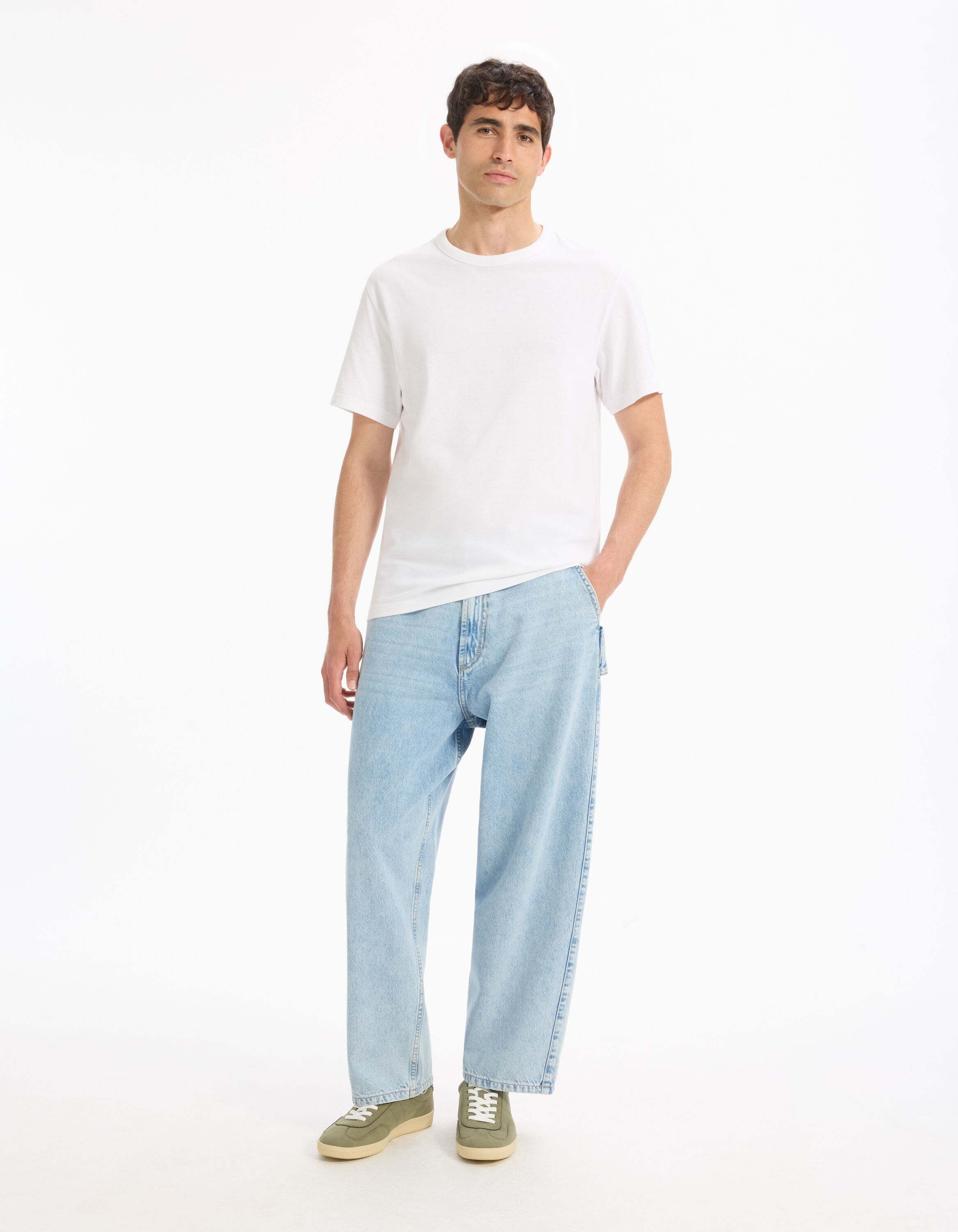 T-shirt boxy col rond 100% coton - blanc