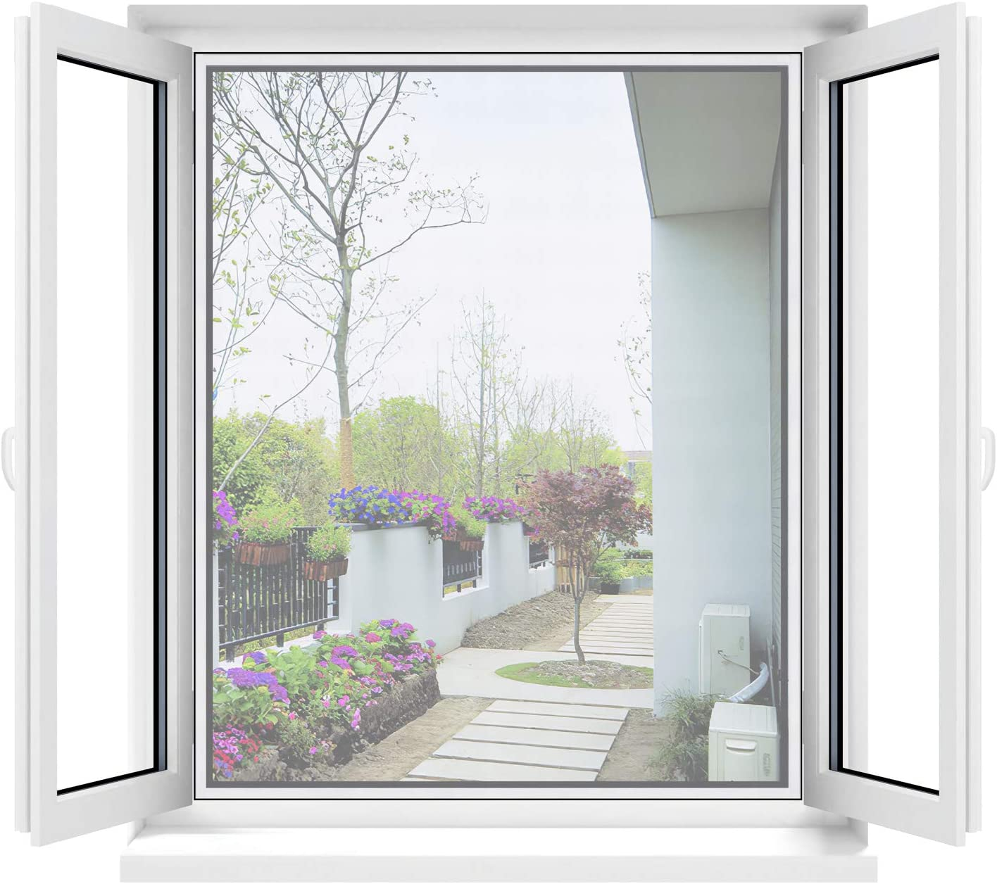 (150x200cm) Universal Fenster Insektenschutz Fliegenvorhang Zuschneidbar Moskitonetz   Montageband - Weiss