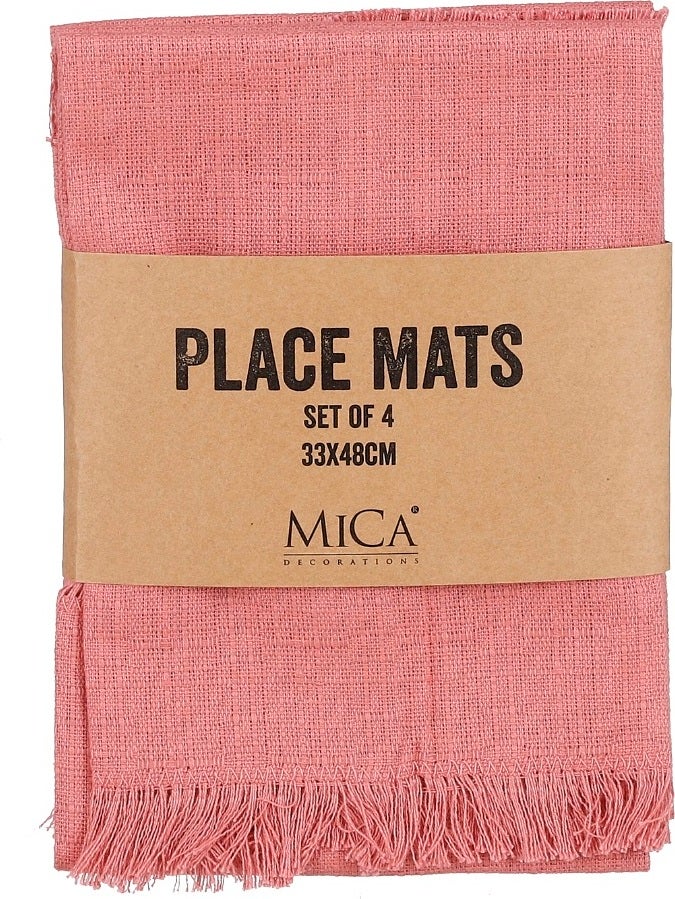 Mica Decorations placemat Villia zalmroze 48 x 33 cm 4 stuks
