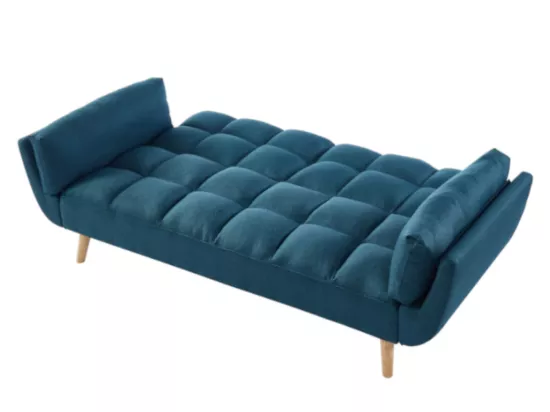 Canapé 3 places convertible clic-clac en tissu bleu LOELINE