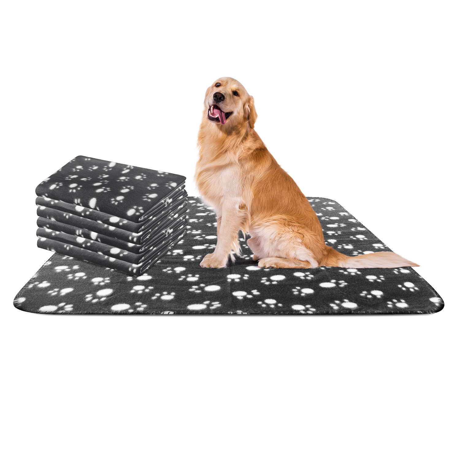 Manta de pelúcia macia Nobleza para cães, gatos e outros animais de estimação. Lavável. Pacote com 6 unidades. Preta, 160 x 100 cm