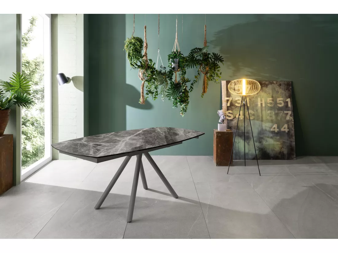 Kyoto four Table extensible (120/180 x 90 cm) en céramique grise