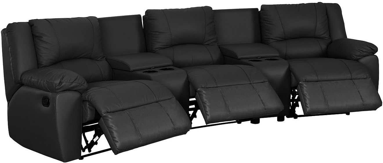 Vente-unique-Relaxsofa 3-Sitzer - Leder - Schwarz - Aroma