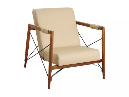 Fauteuil en bois de suar massif et métal