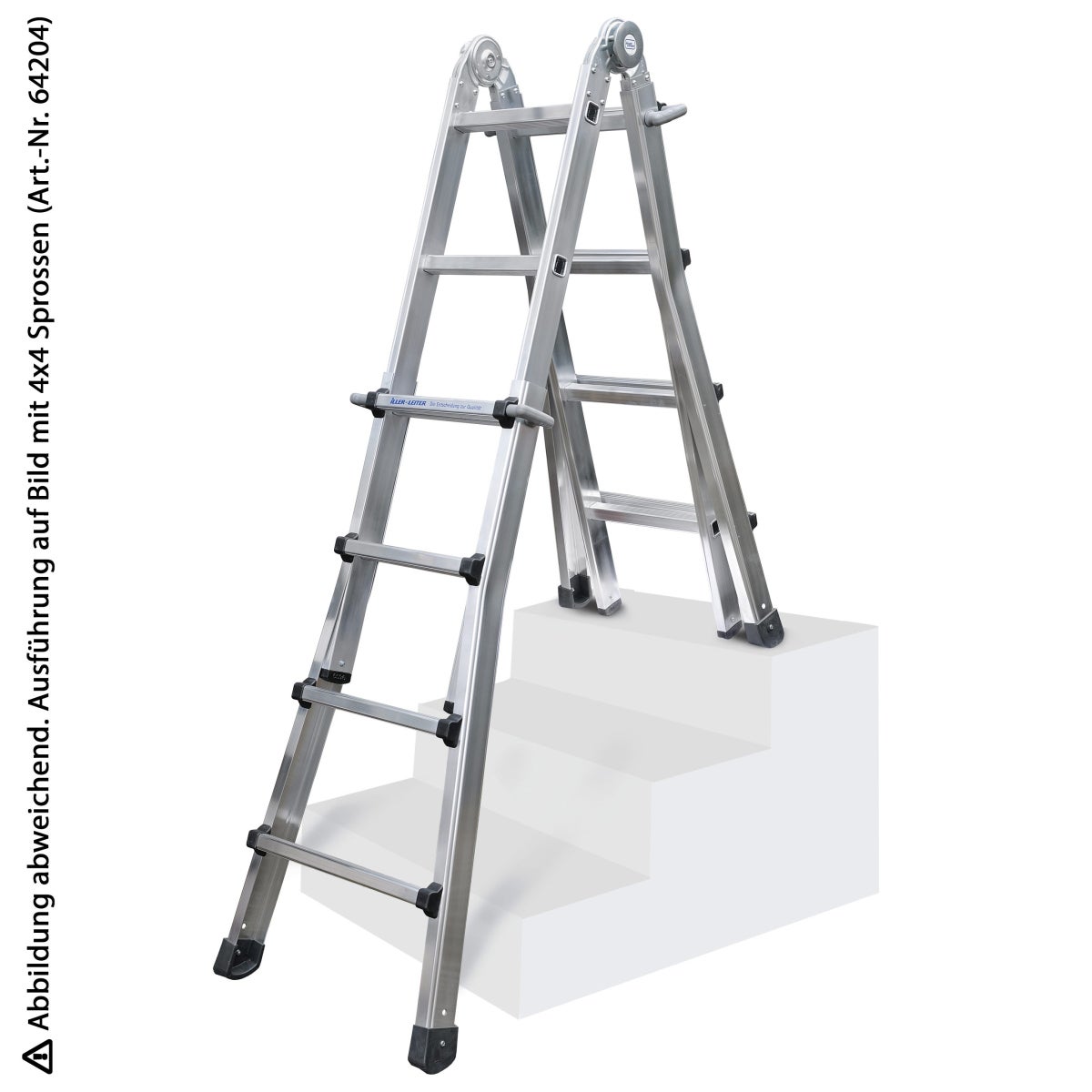 Iller telescopische ladder, aan beide zijden toegankelijk met 4x5 sporten en 6,0 m reikwijdte