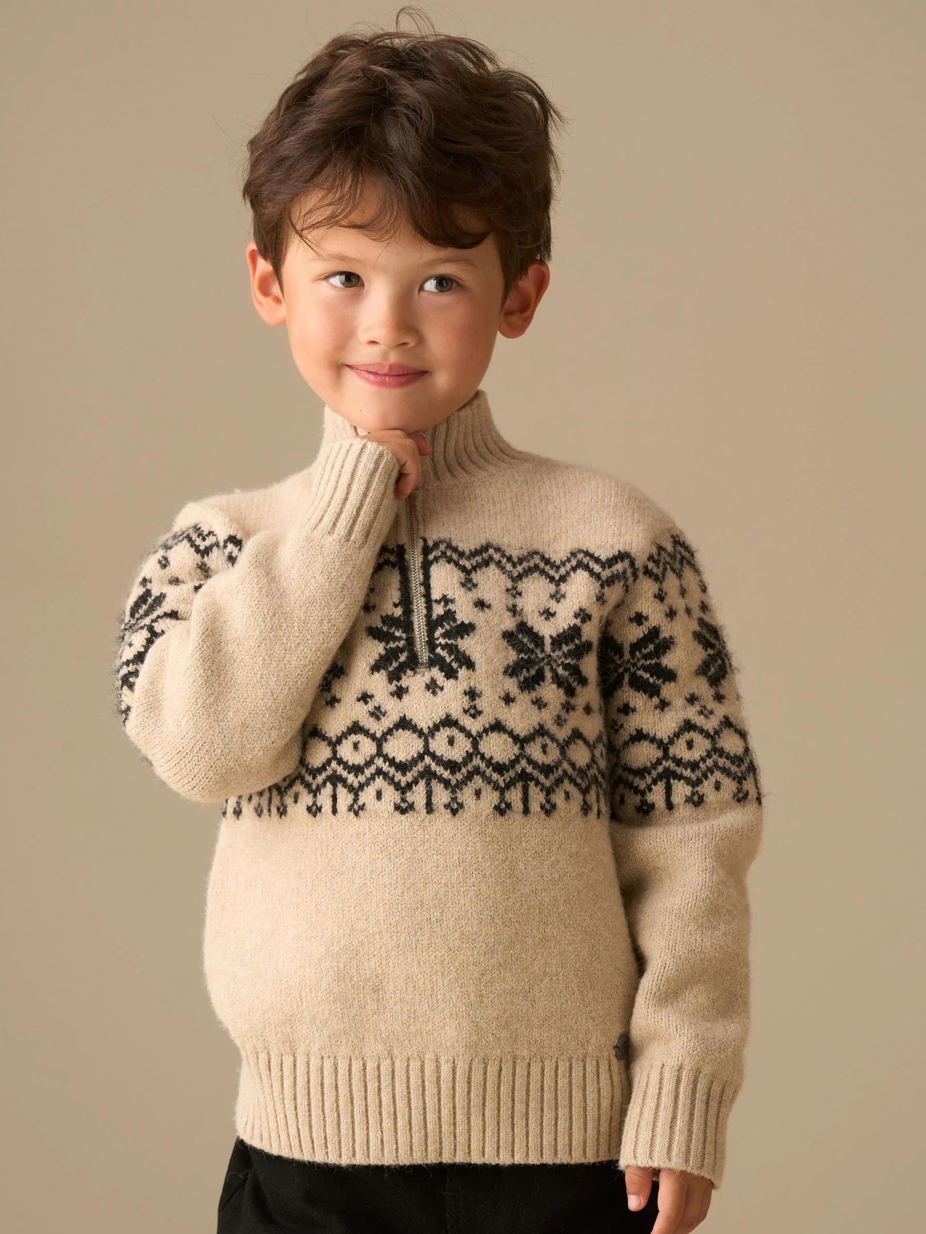 Natuurlijk - Angel & Rocket Oakley Fairisle trui met ritskraag
