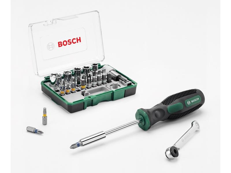 Bosch Bit-Set   Handschraubendreher, 27-teilig 27-teiliges Mini-Ratschen-Set mit Handschraubendreher