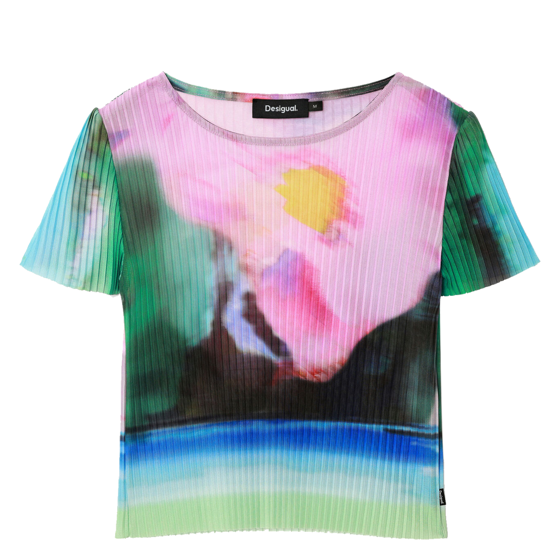 Tee-shirt col rond droit imprimé | Vert