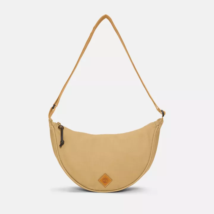 Sac à bandoulière en toile et cuir pour femme en jaune