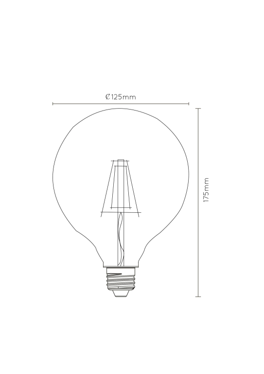 Lucide G125 LED lichtbron E27 5W 2700K transparant dimbaar