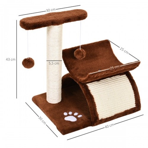 Árvore para gatos Pawhut com bolas de brincar castanhas